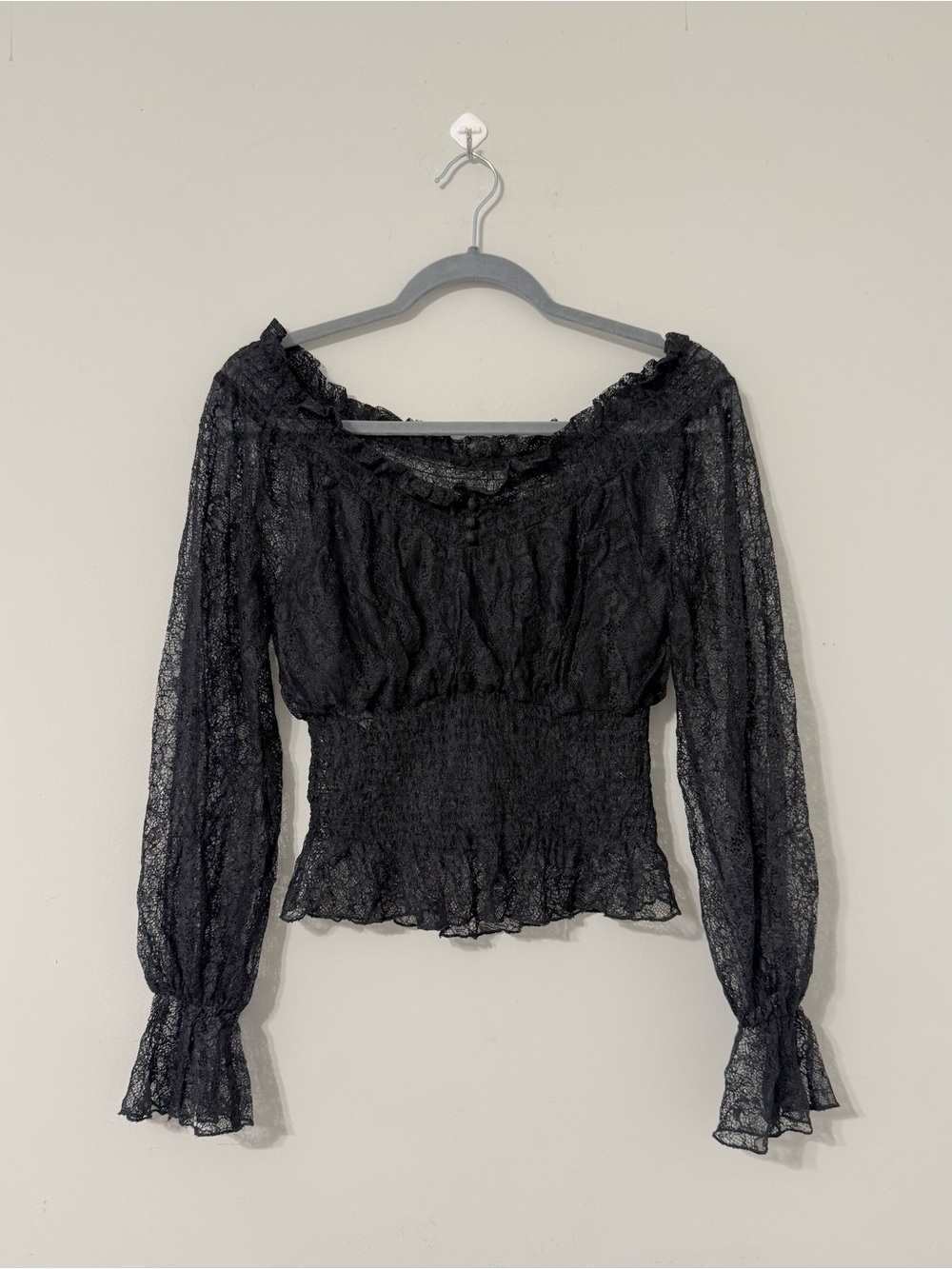 Snidel Black Lace Gothic Off-Shoulder Blouse